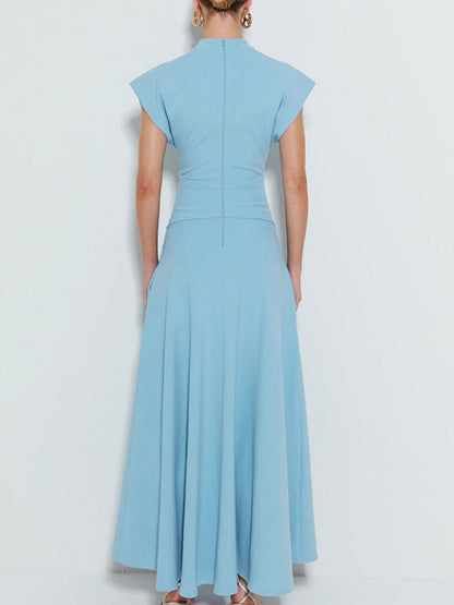 Round Neck Short Sleeve Maxi Dress