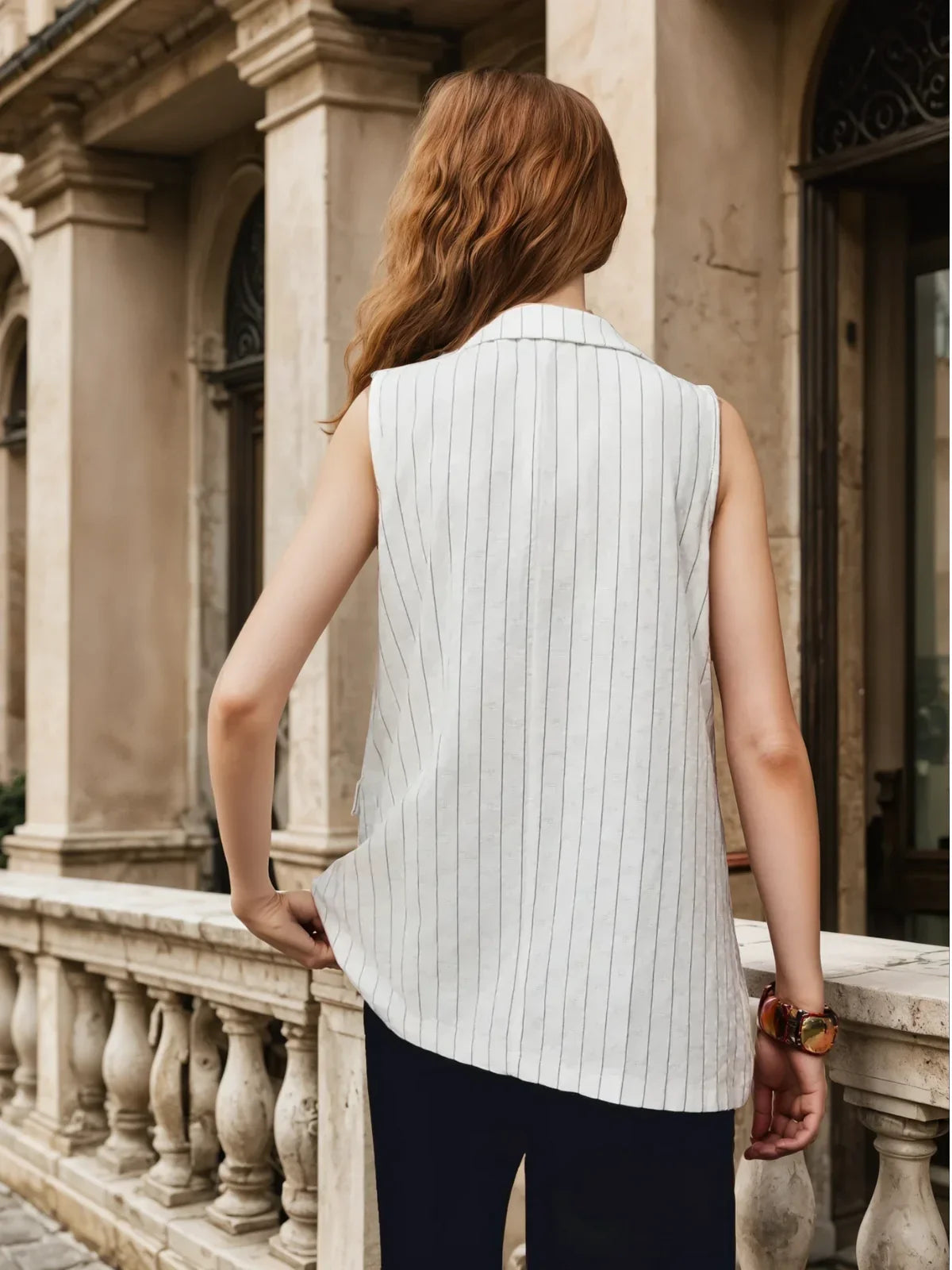 Pinstripe Cotton Blends Vest