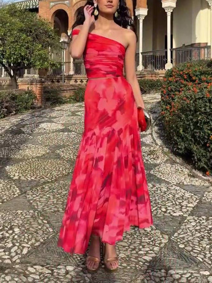 Unique Printed Tube Top And Skirt Two-Piece Set