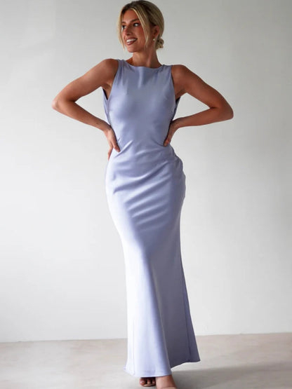 Solid Slim Sleeveless Dress