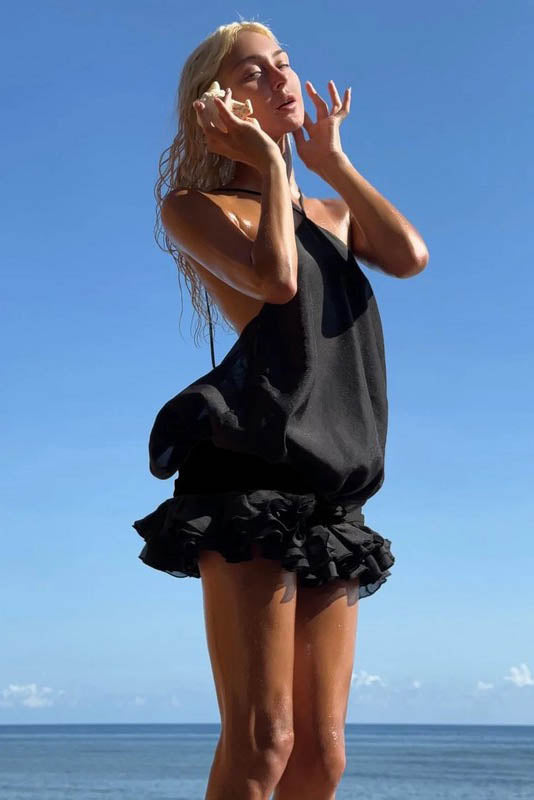 Coastal Kiss Halter Backless Mini Dress