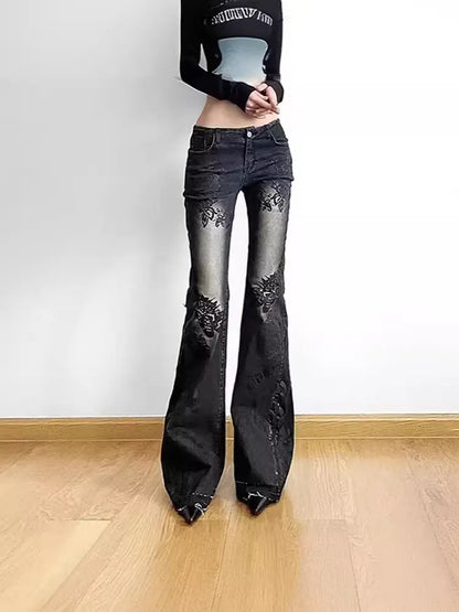 Vintage Floral Low-Rise Jeans