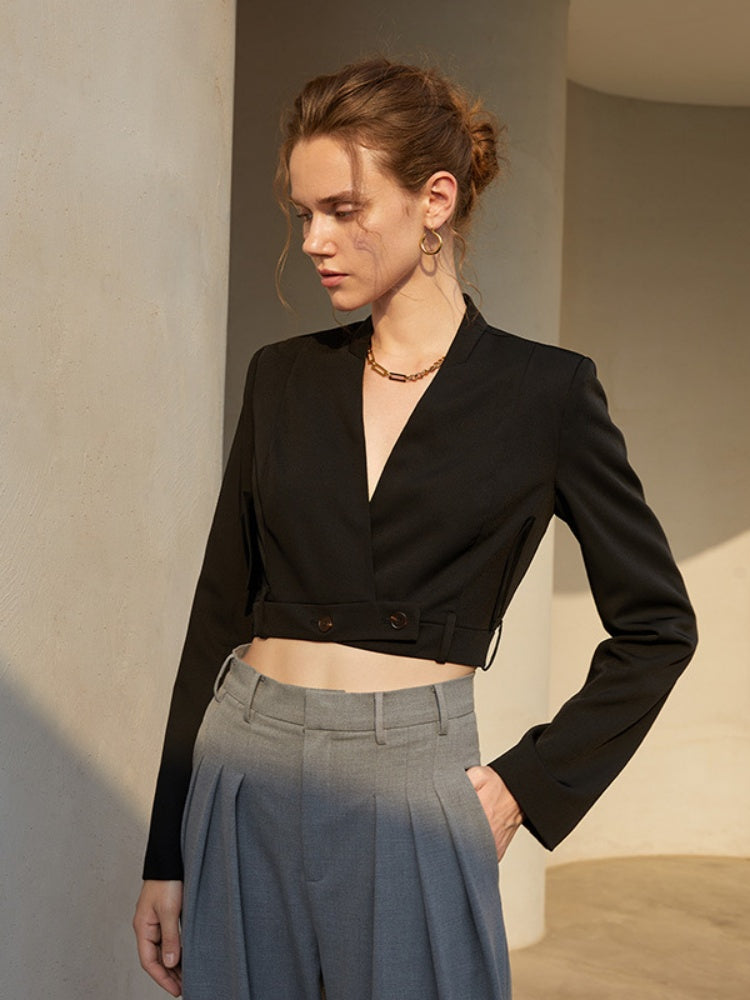 Cropped Black Blazer