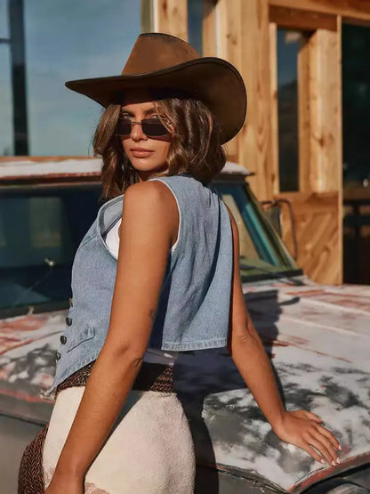 Vintage Casual Denim Vest For Women