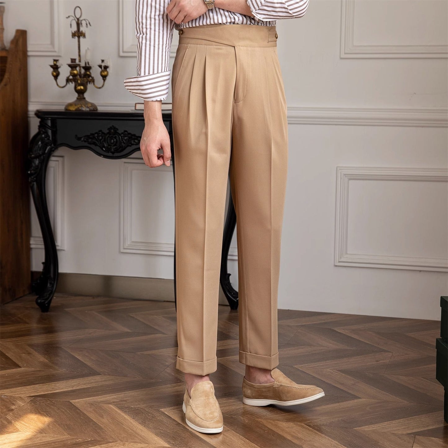 High Waist Pleated Trousers | Straight Leg | Maison Collection