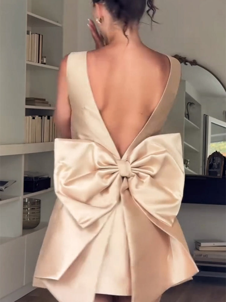 Satin Back-Bow Dress