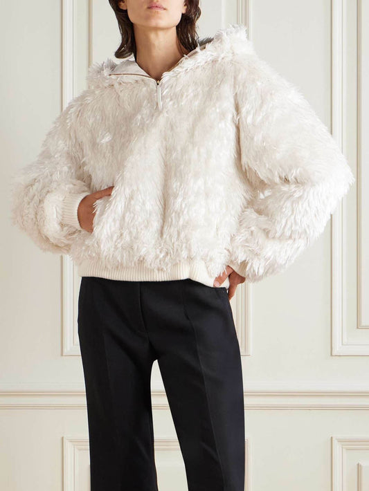 Exquisite Hooded Plush Jacket