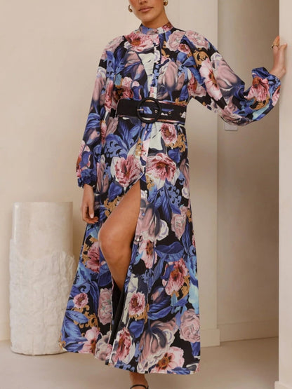 Relaxed Belted Puff Sleeve Dress