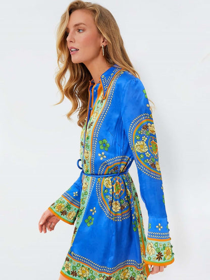 Defined Waist Print Dress