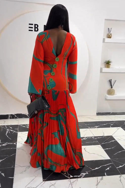 Sunflower Gold Pleated Maxi Dress