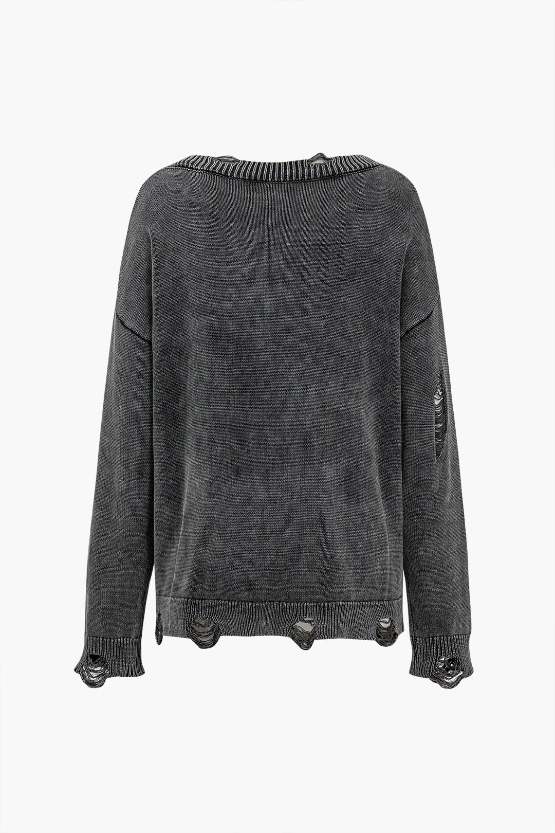 Solid Knit Button Frayed Cardigan