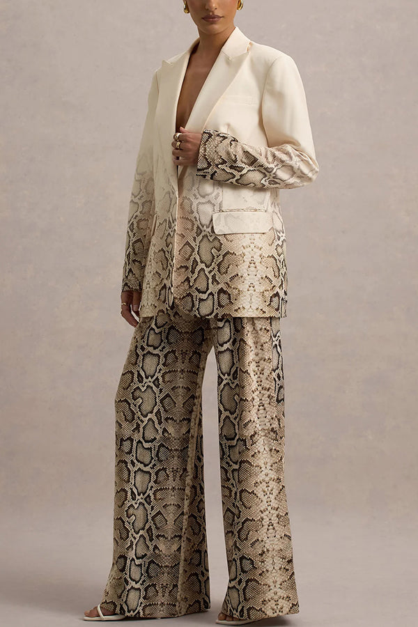 Hurley Ombre Snake Print Single Button Long Sleeve Lapel Loose Blazer