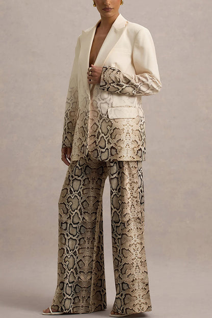 Hurley Ombre Snake Print Single Button Long Sleeve Lapel Loose Blazer