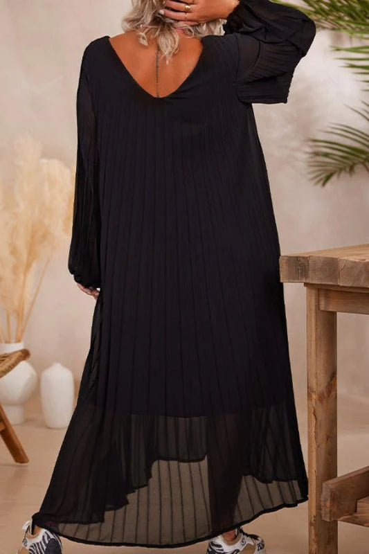 Vestido largo holgado de patchwork de algodón y lino 