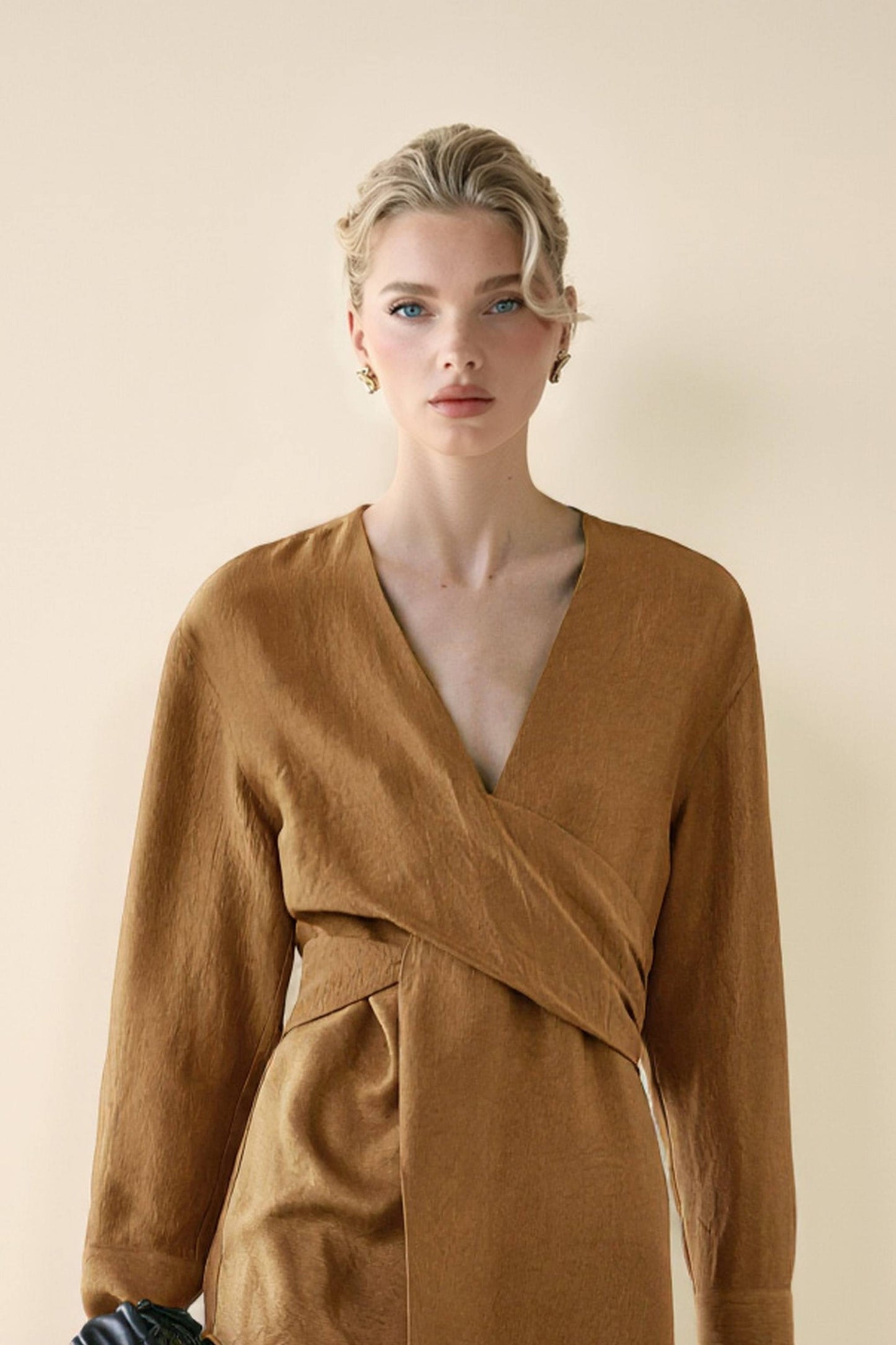 Cross Design Loose Shirt And Lantern Pants Set-Shirt