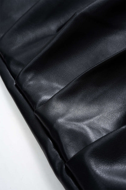 Ruched Faux Leather Mini Skirt