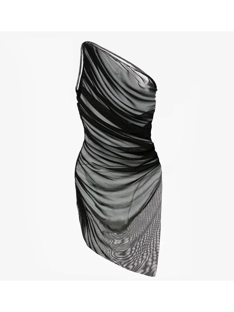 Black Mesh One Piece Swimsuit Set