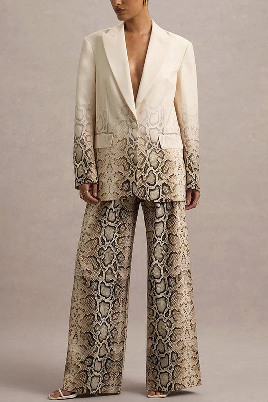 Hurley Ombre Snake Print Single Button Long Sleeve Lapel Loose Blazer