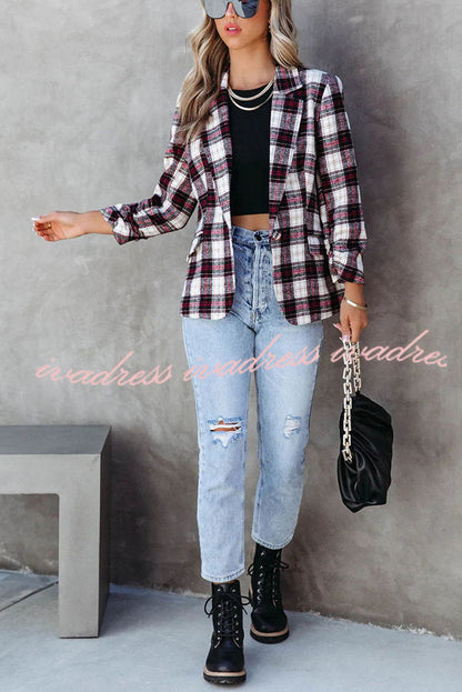 Cabin Cutie Pocketed Plaid Blazer