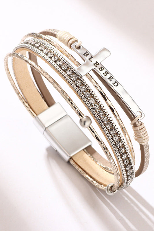 Bohemian Cross Diamond Magnetic Clasp Bracelet