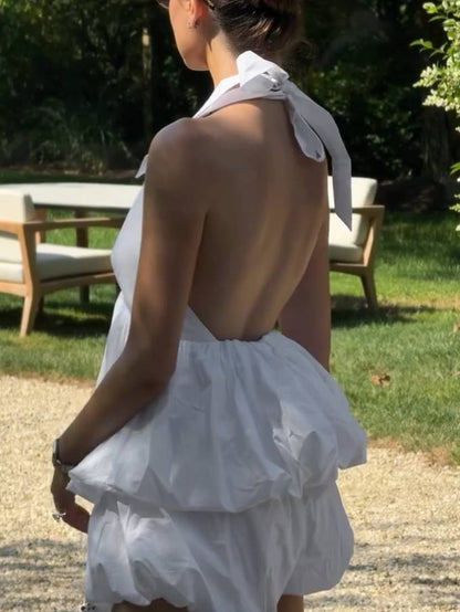 Halter Neck Backless Top And Bud Mini Shorts Suit