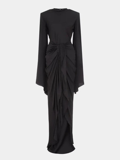 Gothic Style High Neck Dramatic Sleeves Maxi Dress