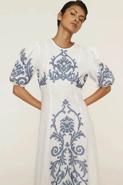 Graffiti Print Puff Sleeve Dress