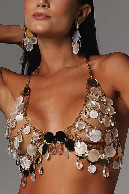 Sexy Sequined Halter Neck Chest Chain Necklace