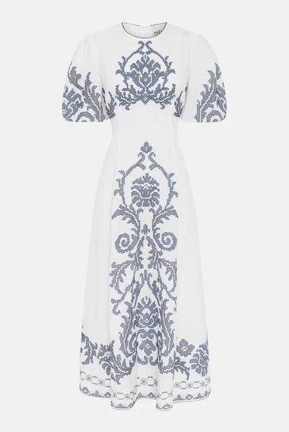 Graffiti Print Puff Sleeve Dress