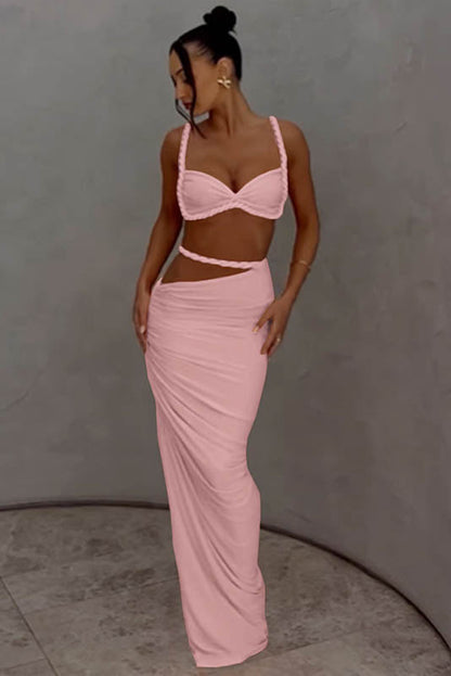 Sea Breeze Halter Bikini & Skirt Set