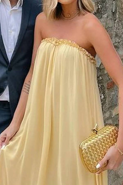 Elegante vestido de fiesta sin tirantes