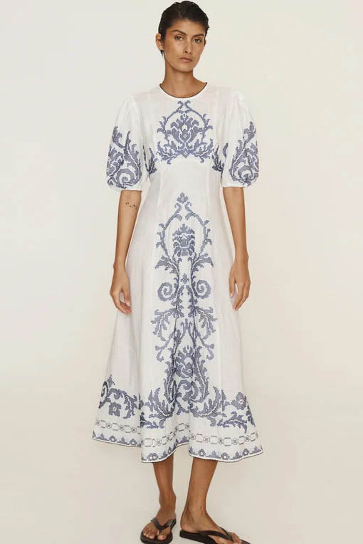 Graffiti Print Puff Sleeve Dress