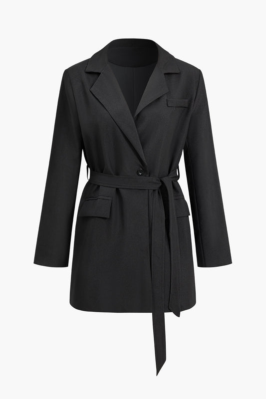 Belted Single Button Blazer
