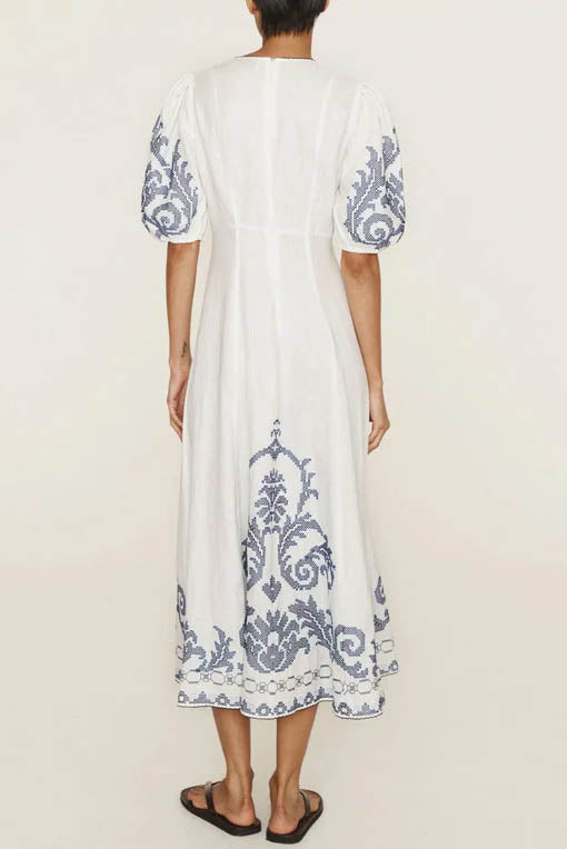 Graffiti Print Puff Sleeve Dress