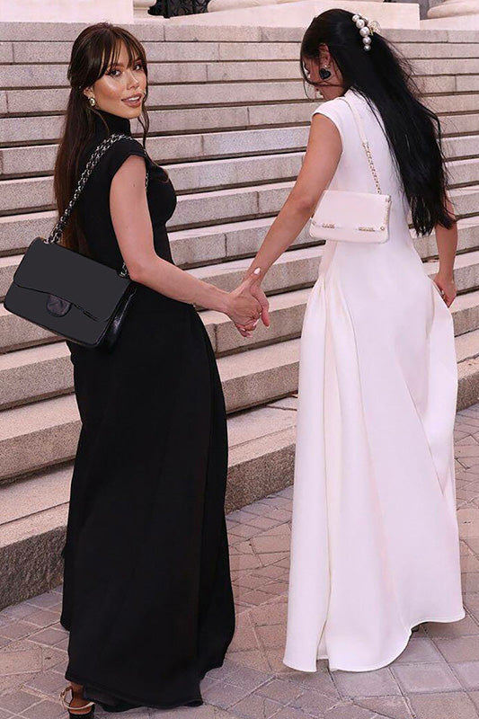 Minimalist High-Neck Sculptural Maxi Dress