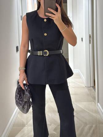 Minimalist Vest Flared Pants Suit-pants