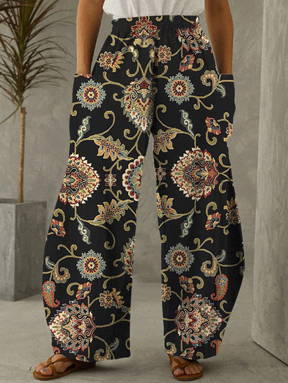 Street Oil Painting High Waist Wide Leg Pants