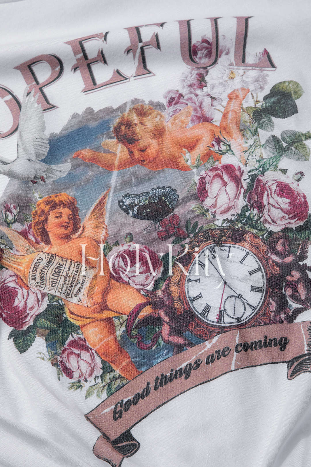 Hopeful Graphic Rolled Cuff Knot Hem T-Shirt