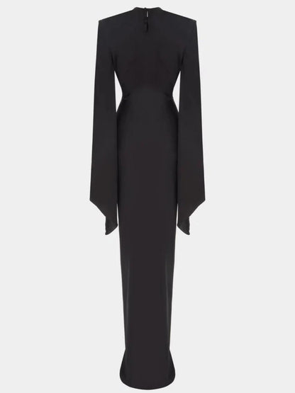 Gothic Style High Neck Dramatic Sleeves Maxi Dress