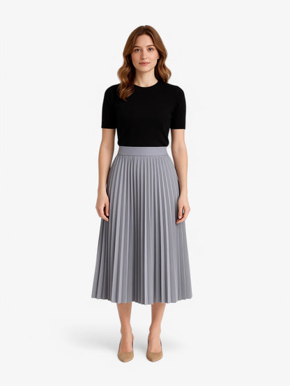 Pleated Midi Skirt | High Waist | Flowing A-line Silhouette