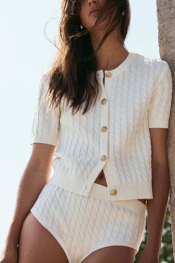 Solid Color Short Knit Sweater