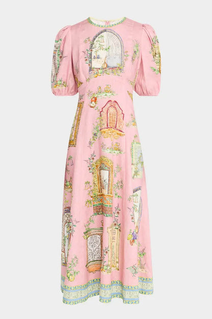 Graffiti Print Puff Sleeve Dress