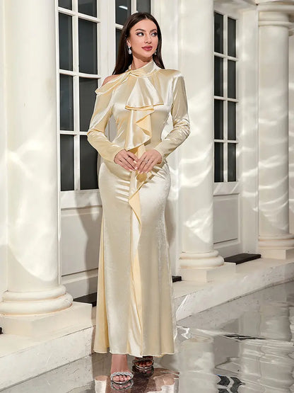 Long Sleeve Off-Shoulder Tie Dress