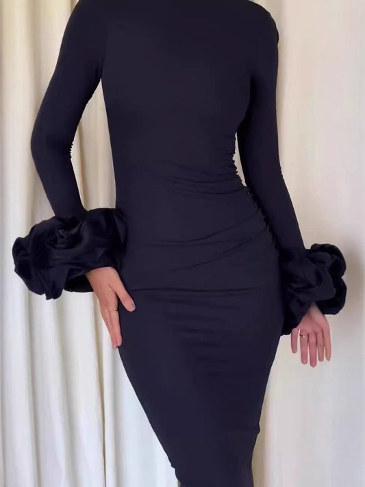 Trendy Flared Sleeve Slit Evening  Dress