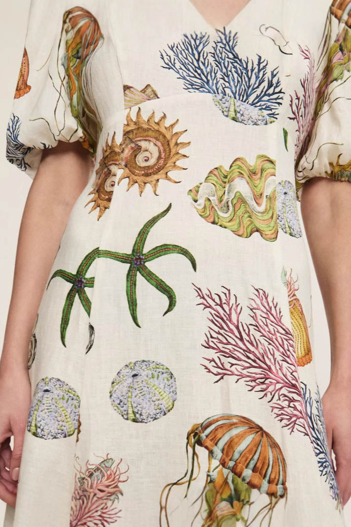 Graffiti Print Puff Sleeve Dress