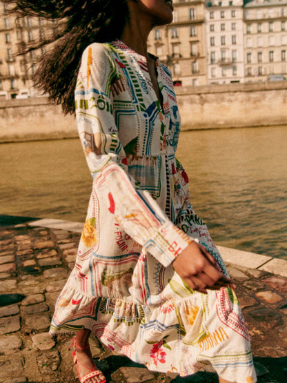 Linen Summer print dress