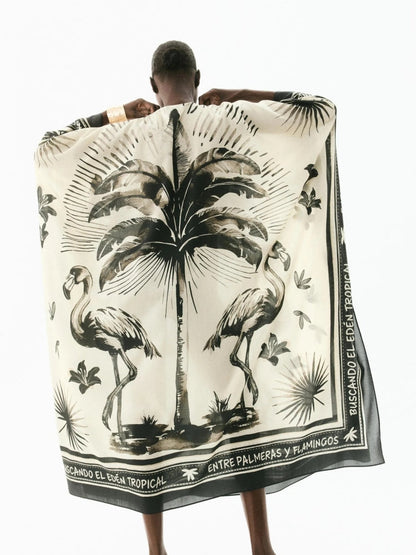 Oversized Flamingo Kaftan Maxi Dress