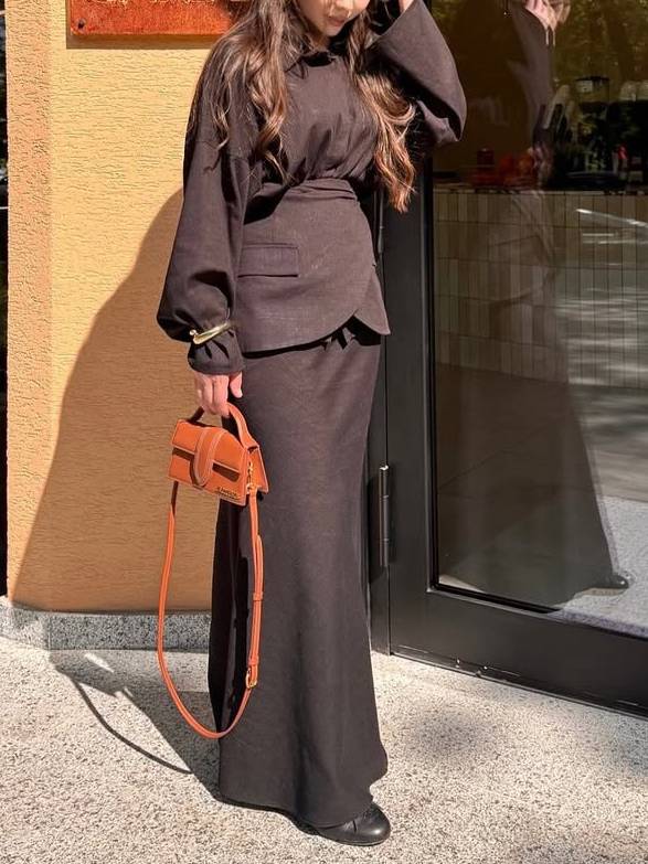 Minimalist Shirt And Skirt Suit