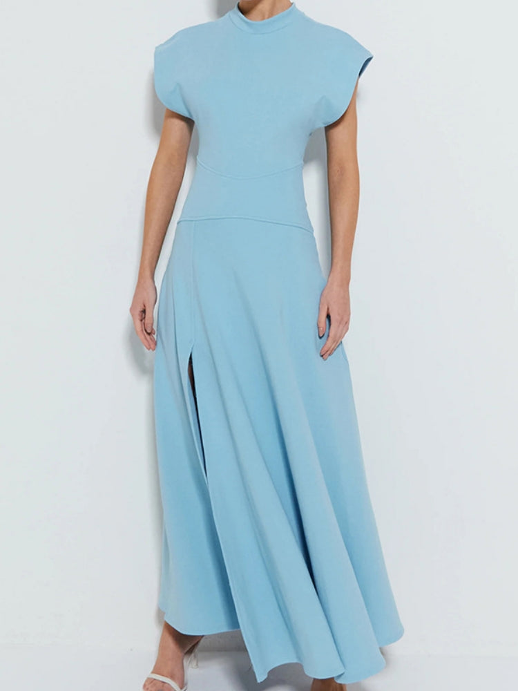 Round Neck Short Sleeve Maxi Dress