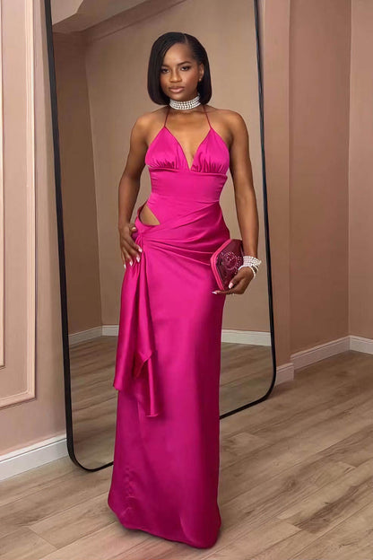 Bubblegum Pink Strapless Slit Maxi Dress